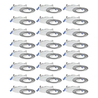 Luminaires encastrés DEL de 3 po, 3000K (Blanc chaud), Emballage de 24, pour plafonds isolés et non isolés, Intensité réglable, 6W = 50W, 450 lumens, système de connexion rapide, fini blanc/Garniture