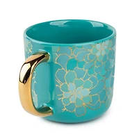 Thyme & Table Stoneware Coffee Mug, 16 fl oz, Teal Succulent, Mug