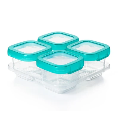 OXO Tot - Baby Blocks - Contenants de 60 ml - Hermétiques, Étanches, Antifuites - Couvercles et Corps Transparents - Graduations de Mesure - Plateaux de Congélation Empilables - Stockage Sûr pour Sort