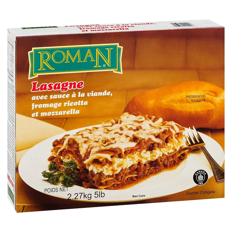 Fromage mozzarella Lasagne avec ricotta et sauce à la viande de Roman 2,27 kg