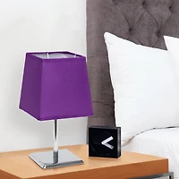 Simple Designs Mini Chrome Table Lamp with Squared Empire Fabric Shade