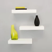 Kiera Grace Set of Three Classic Wooden Maine Floating Wall Shelves, 12"L, White