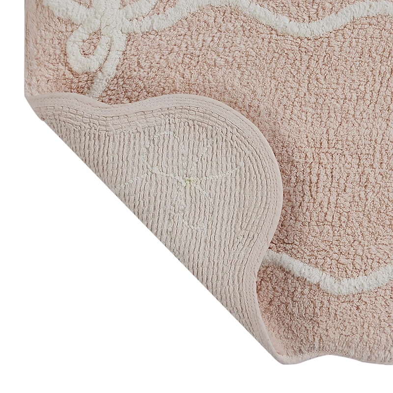 Mainstays Pink Bow Bath Rug, Pink White, 100% Cotton, 16"x24"