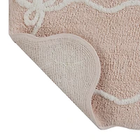 Mainstays Pink Bow Bath Rug, Pink White, 100% Cotton, 16"x24"