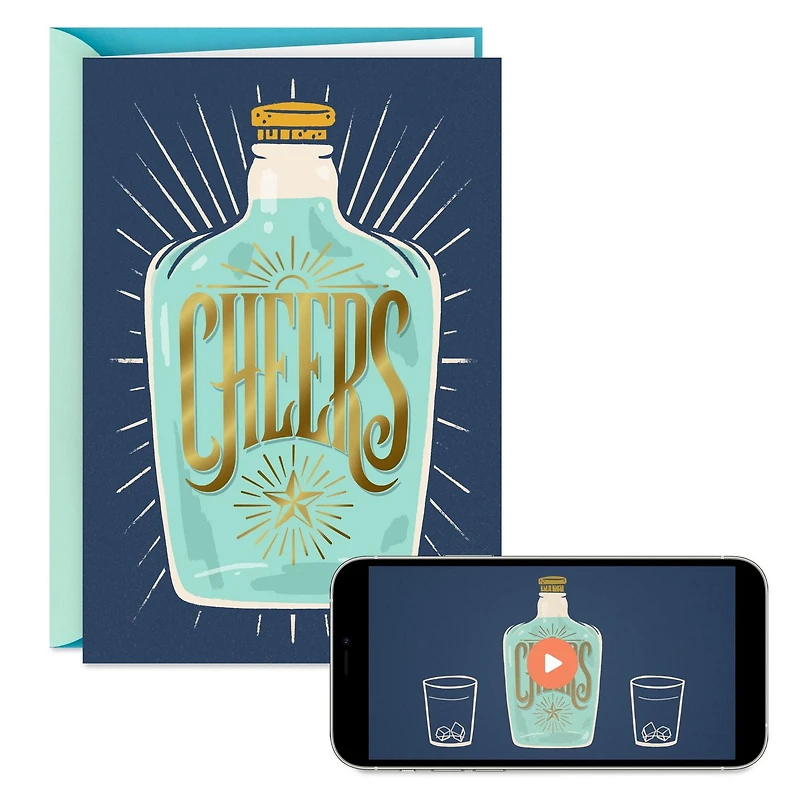 Carte de fête avec vidéo à personnaliser – « Cheers » – Hallmark (Enregistrez votre propre message vidéo)