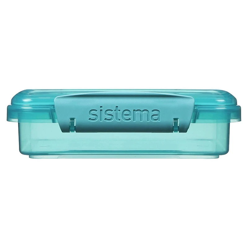 Boîte à sandwich Sistema, contient du plastique recyclé provenant de l'océan, récipient de conservation des aliments et boite a repas, 450 ml, sans BPA, bleu sarcelle ou bleu