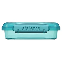 Boîte à sandwich Sistema, contient du plastique recyclé provenant de l'océan, récipient de conservation des aliments et boite a repas, 450 ml, sans BPA, bleu sarcelle ou bleu