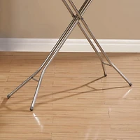 Mainstays Planche à repasser à 4 pieds avec repose-fer, structure réglable et pliable, dessus en maille avec housse en tissu pour fer, repose-fer supplémentaire, 4 pieds pour une base stable, rangemen Dimensions du produit assemblé : L54 x P14 x H36,4 pouces/137,1 x 35,5 x 92,4 cm