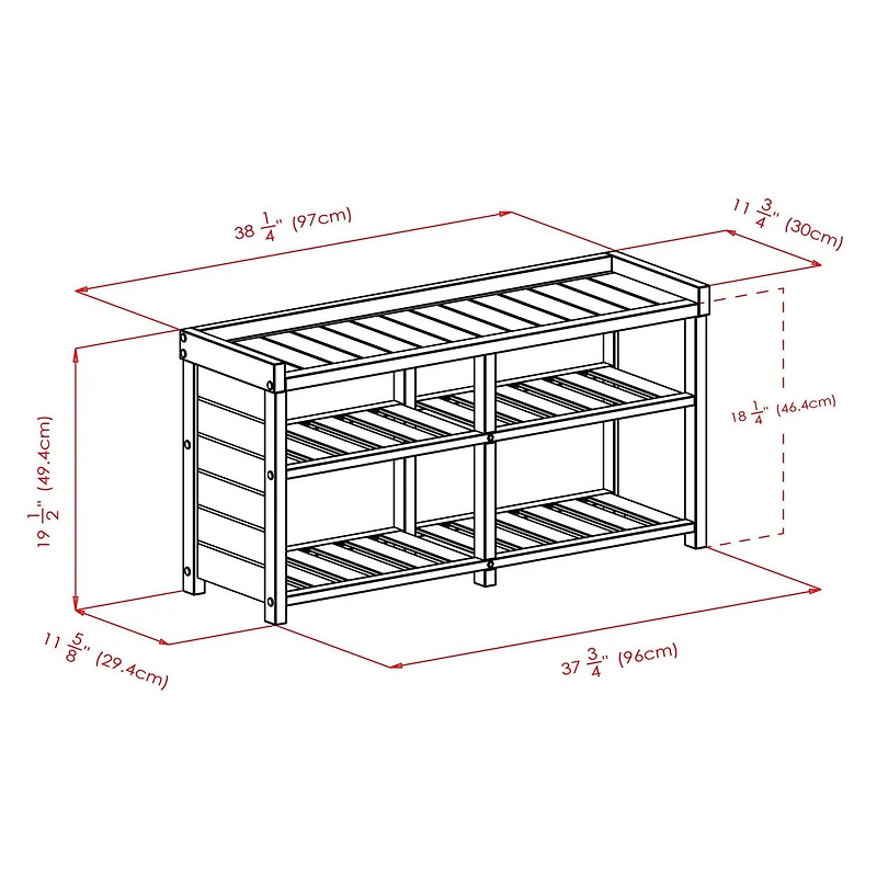 Banc avec siège de coussin et paniers Colin de Winsome - 40438