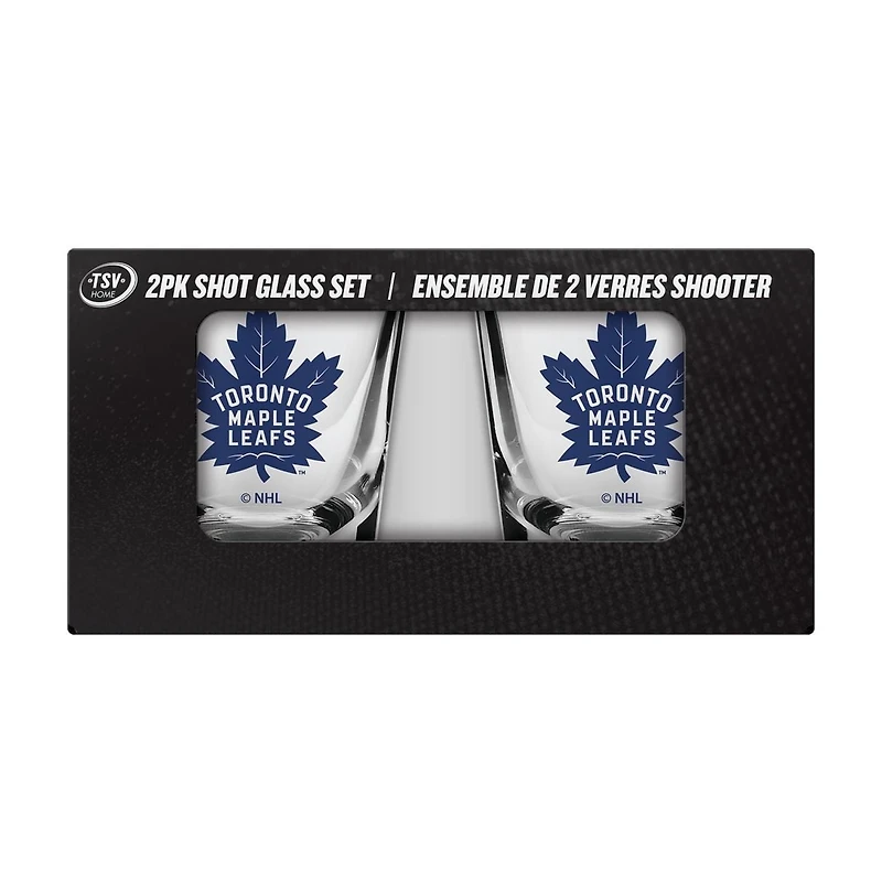 OFFICIALLY LICENSED NHL 2-PACK SHOT GLASS TORONTO MAPLE LEAFS