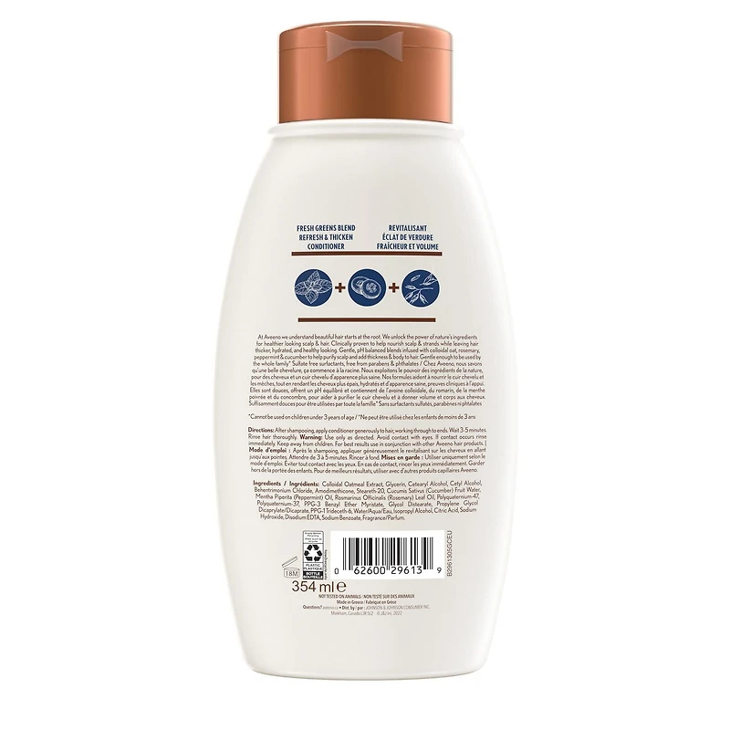AVEENO Fresh Greens Blend Conditioner for Refresh & Thicken, 354 mL