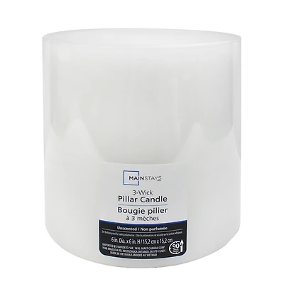 Mainstays Unscented White Pillar Candle