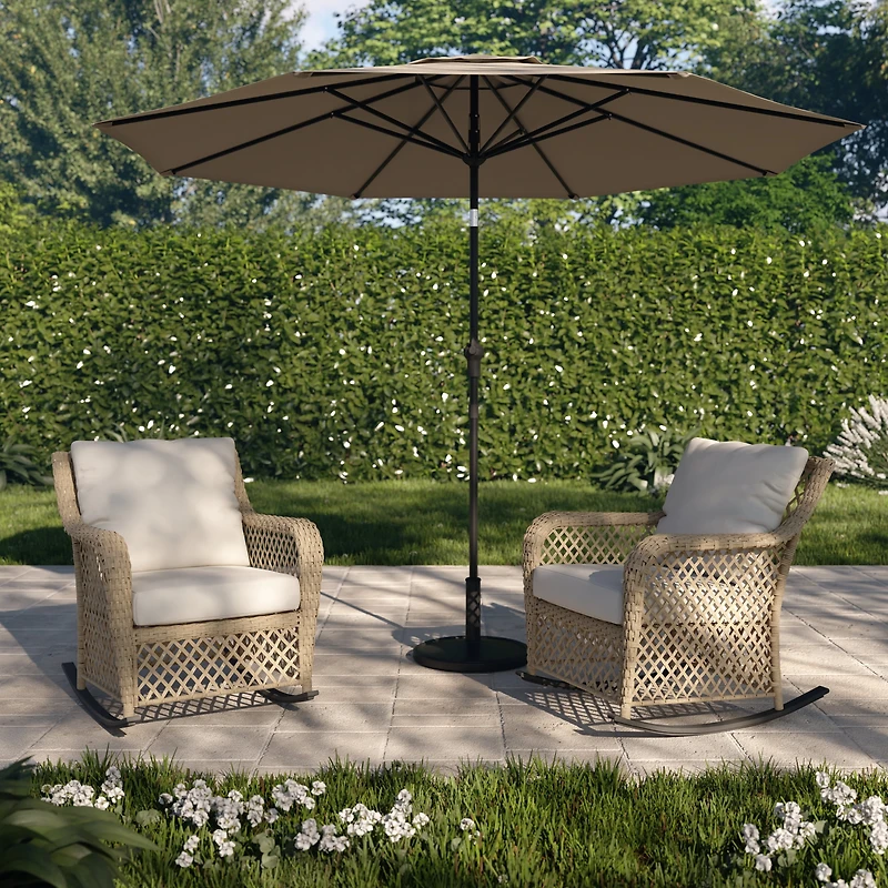 Chaise berçante extérieure en acier avec coussins Belmont HOMETRENDS, avoine