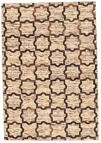 ECARPETGALLERY Tapis Fait à la Main pour Salon, Salle à Manger et Chambre à Coucher Transitionnel Collection Patchwork en cuir 4'6" x 6'6" en Brun