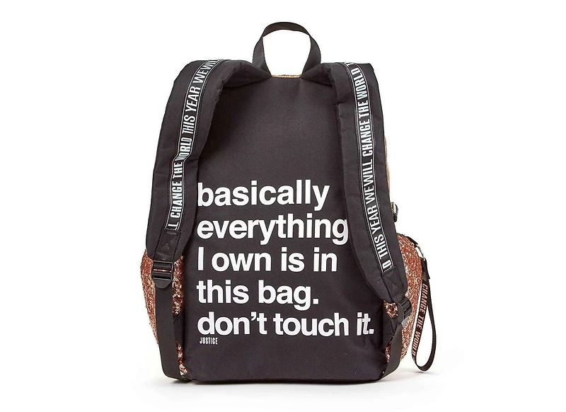 Ensemble économique de sac à dos de 17 po à plusieurs compartiments à paillettes dorées pour filles de marque Justice ™ Comprend un sac à lunch isolé et un étui à crayons