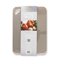 Tapis de découpe Thyme & Table en polyéthylène (lot de 4) : petit (19 cm x 29 cm) et moyen (25 cm x 34 cm) – Crème