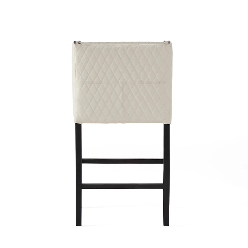 Noble House Eaton Barstool,Bonded Quilted Leather,Ivory