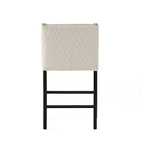 Noble House Eaton Barstool,Bonded Quilted Leather,Ivory