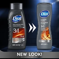 Nettoyant pour le corps, les cheveux et le visage 3-en-1 Dial Men, parfum de bois d'ambre, 473 ml, testé par des dermatologues, sans silicones, parabènes ni phtalates 1 bouteille, 473 ml
