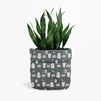 Tissu au mètre en coton Fabric Creations à motif de gris foncé avec hiboux et clôtures roses
