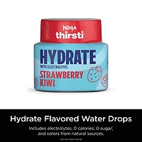 Ninja Thirsti HYDRATE Gouttes d'eau aromatisées à la fraise Kiwi avec électrolytes et contenant 0 calorie*, 0 sucre* (*par portion classique de 355 ml), WCFSTK6C Gouttes d’eau aromatisée