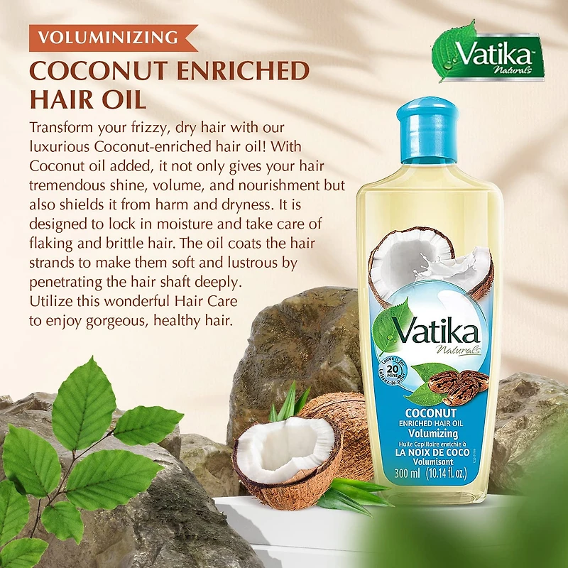 Huile de cheveux enrichie à la noix de coco Vatika de Dabur Volume et épaisseur
