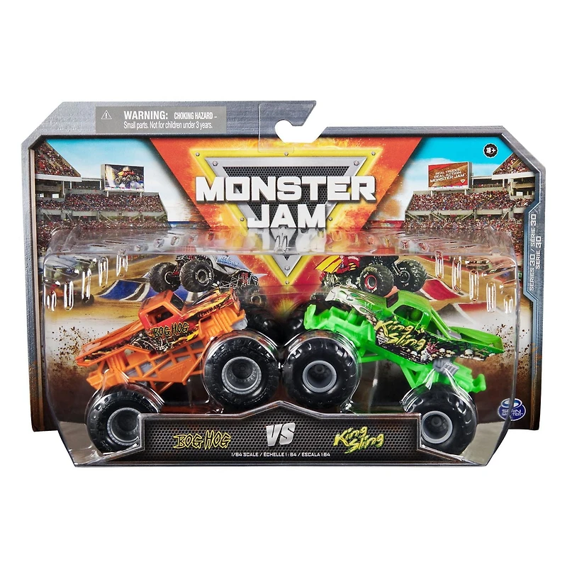 Spin Master Games Monster Jam, Official Bog Hog Vs. King Sling Die-Cast Monster Trucks, 1:64 Scale, Kids Toys for Boys Ages 3 and up