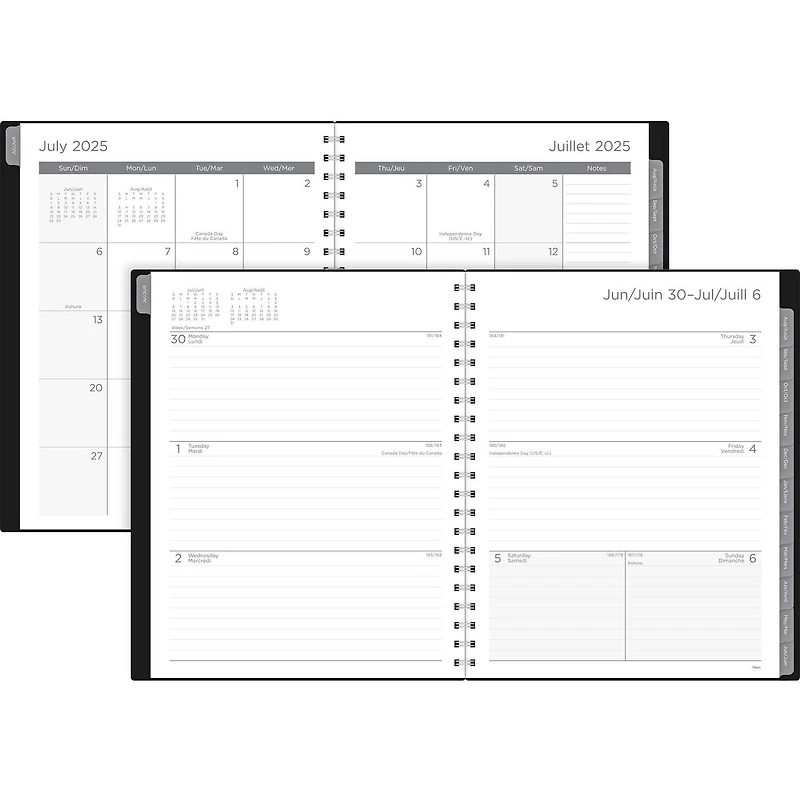 2025-2026 Mead® Basic Black Large Weekly Academic Year Planner