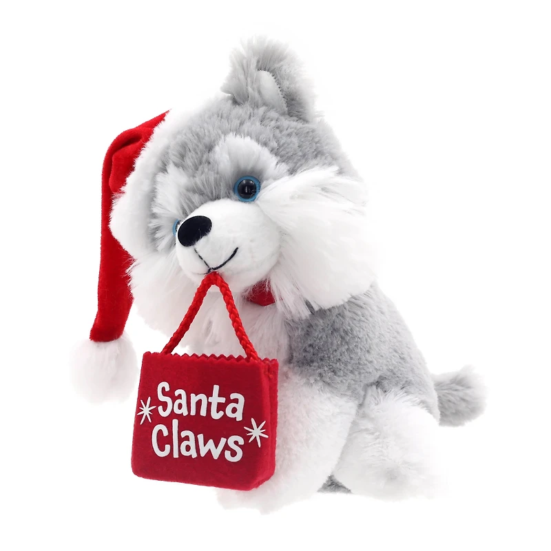 Holiday Time 8” Plush Holiday Puppy, Husky