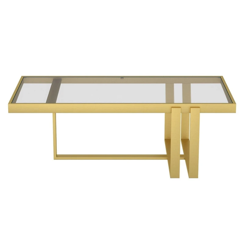 Contemporary Metal & Glass Rectangular Coffee Table - Brushed Gold
