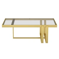 Contemporary Metal & Glass Rectangular Coffee Table - Brushed Gold