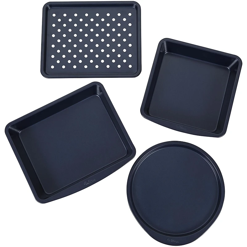 Ensemble de moules pour four-grilloir au revêtement antiadhésif infusé de diamants, bleu marin Wilton