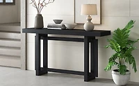 Noble House Table d'Entrée Peinte 59,1 Pouces, Console Design Triple Rectangle en Placage de Pin avec Pieds en Pin Épais, Extra Long, Noir