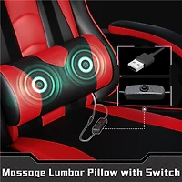 Fullfurnique Ergonomic High Back Gaming Chair with Slide Out Footrest, Black/Red