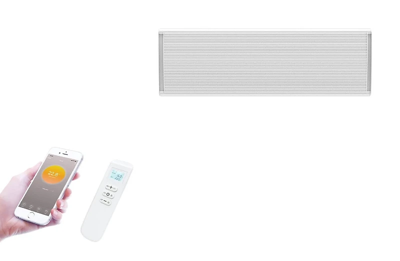 Chauffage infrarouge mural/plafond Wexstar Ultra 1000 W blanc avec thermostat intégré, connexion Wi-Fi pour smartphone et télécommande