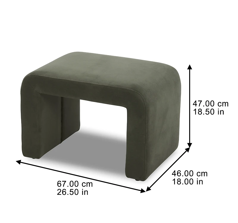 Better Homes & Gardens Juliet Velvet Waterfall Ottoman, Olive
