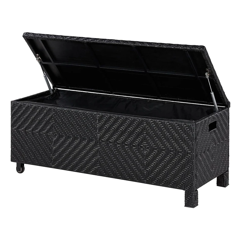 Banc/coffre de terrasse rembourré en osier d'une capacité de 60 gallons