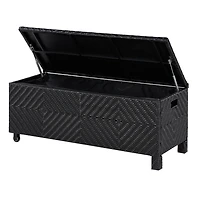 Patioflare Padded Wicker Deck Box-Bench Combo, 60 gallons capacity