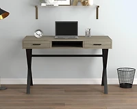 Safdie & Co. Computer Desk Dark Taupe 2 Drawers 1 Shelf Black Metal