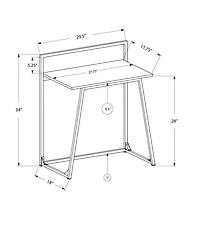 Monarch Specialties Bureau, Bureau À Domicile, Ordinateur Portable, 30"l, Travail, Métal, Stratifié, Naturel, Blanc, Contemporain, Moderne