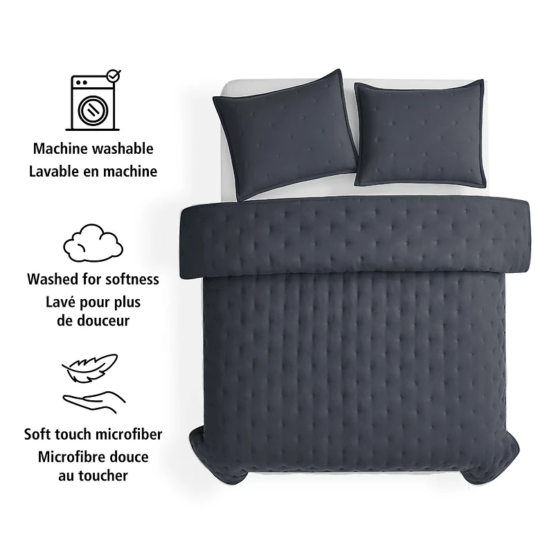 Mainstays 3-Piece Comforter Set, Greystone, Double Queen, Double Queen