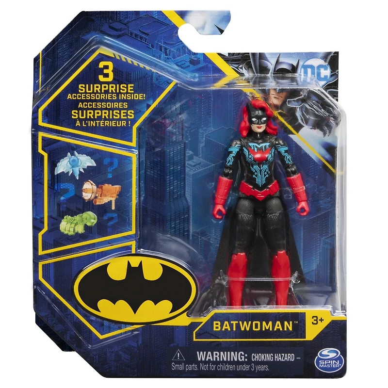 Batman 4-inch Batwoman Action Figure with 3 Mystery Accessories, for Kids Aged 3 and up