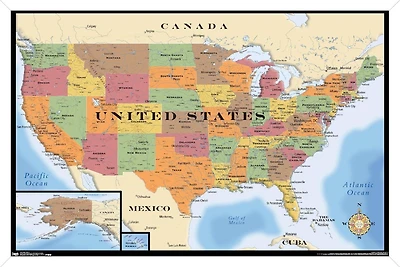 Map - USA Wall Poster