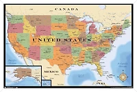 Map - USA Wall Poster