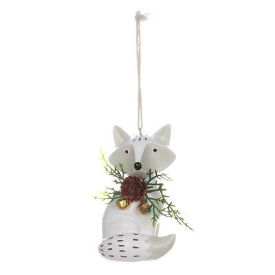 HOLIDAY TIME RESIN FOX ORNAMENT, RESIN FOX ORNAMENT
