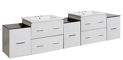 American Imaginations 37.75-in. W Floor Mount White Vanity Set For 1 Hole Drilling Beige Top Biscuit UM Sink AI-19116