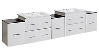 American Imaginations 37.75-in. W Floor Mount White Vanity Set For 1 Hole Drilling Beige Top Biscuit UM Sink AI-19116