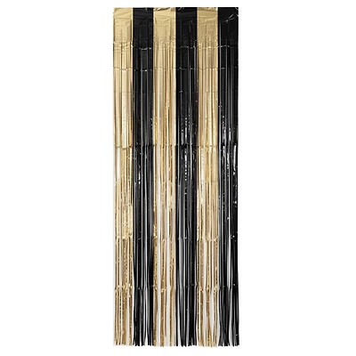 Rideau décoratif à franges noires et dorées, 90 x 240 cm, pour remise de diplômes (1 pièce), compatible avec les animaux de compagnie, pour adultes, décoration, marque Way To Celebrate