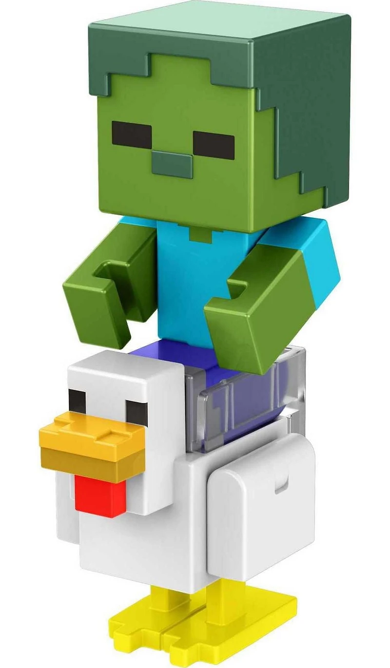 Minecraft Crée-un-portail ​Figurine Zombie Chicken Jockey 8,26 cm, pièce portail, acc.
