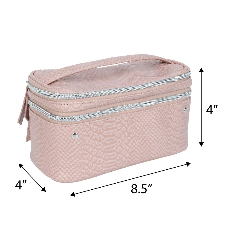 Equate Beauty cosmetic bag - Compact Double Compartment Train Case, Clear dome case.